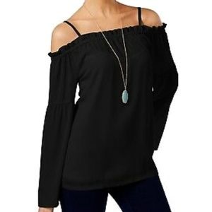 INC Off The Shoulder Peasant Top Black